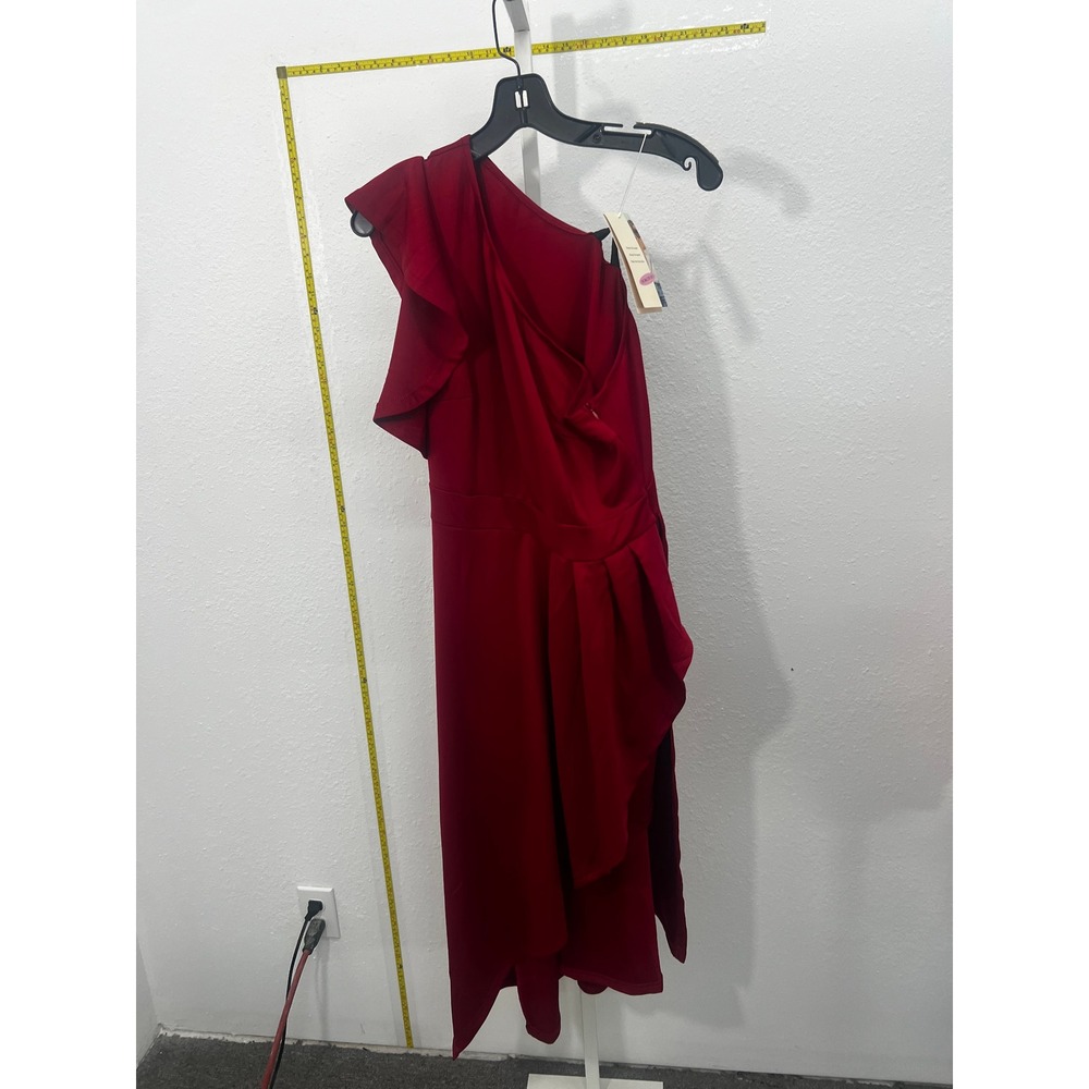 Dokotoo Womens One Shoulder Ruffle High Low Cocktail Dress Red Evening Gown